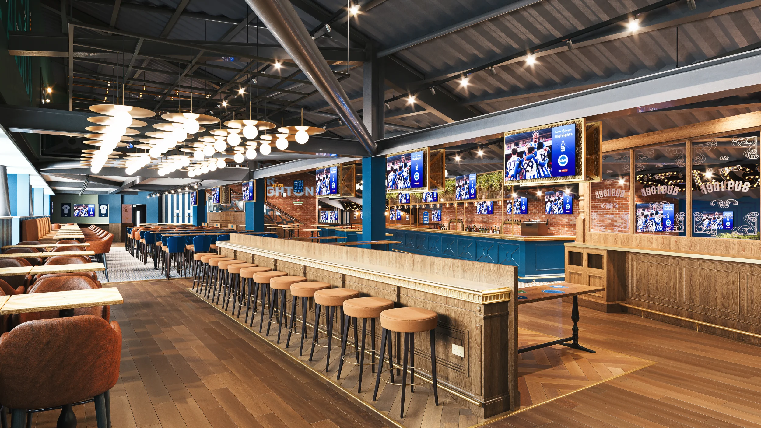 A CGI of the new 1901 Pub. The bar and seating arrangements can be seen.