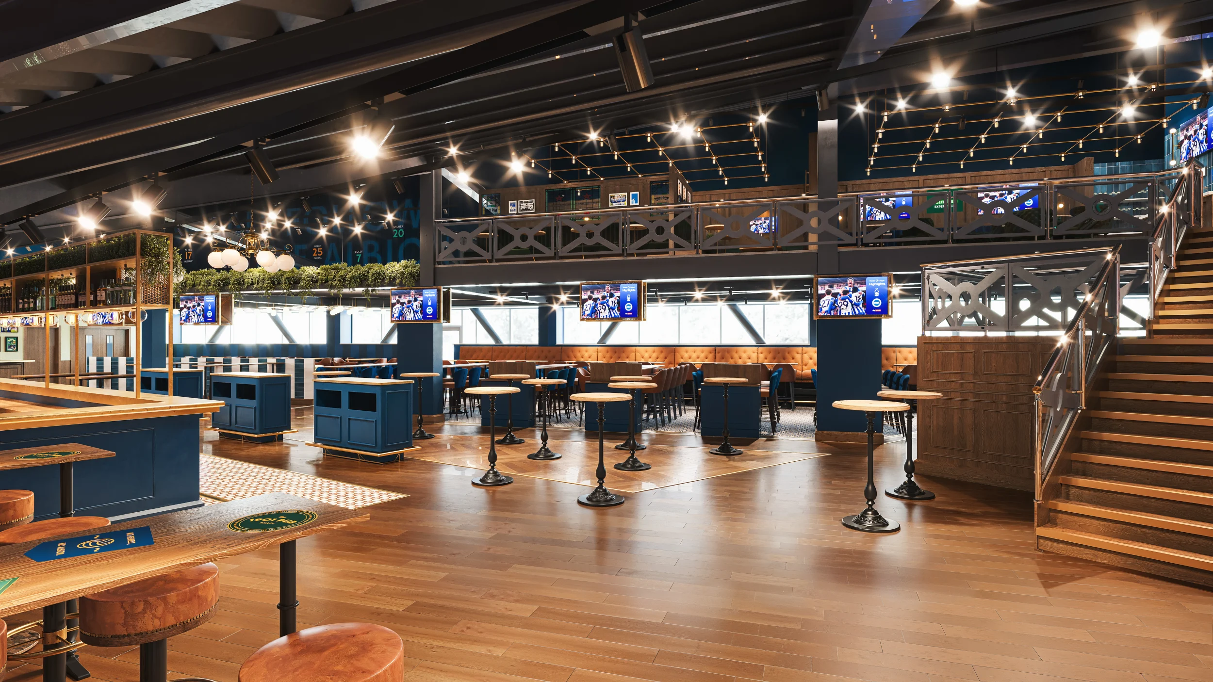 An alternative CGI view of the 1901 Pub, offering a visual of the mezzanine.