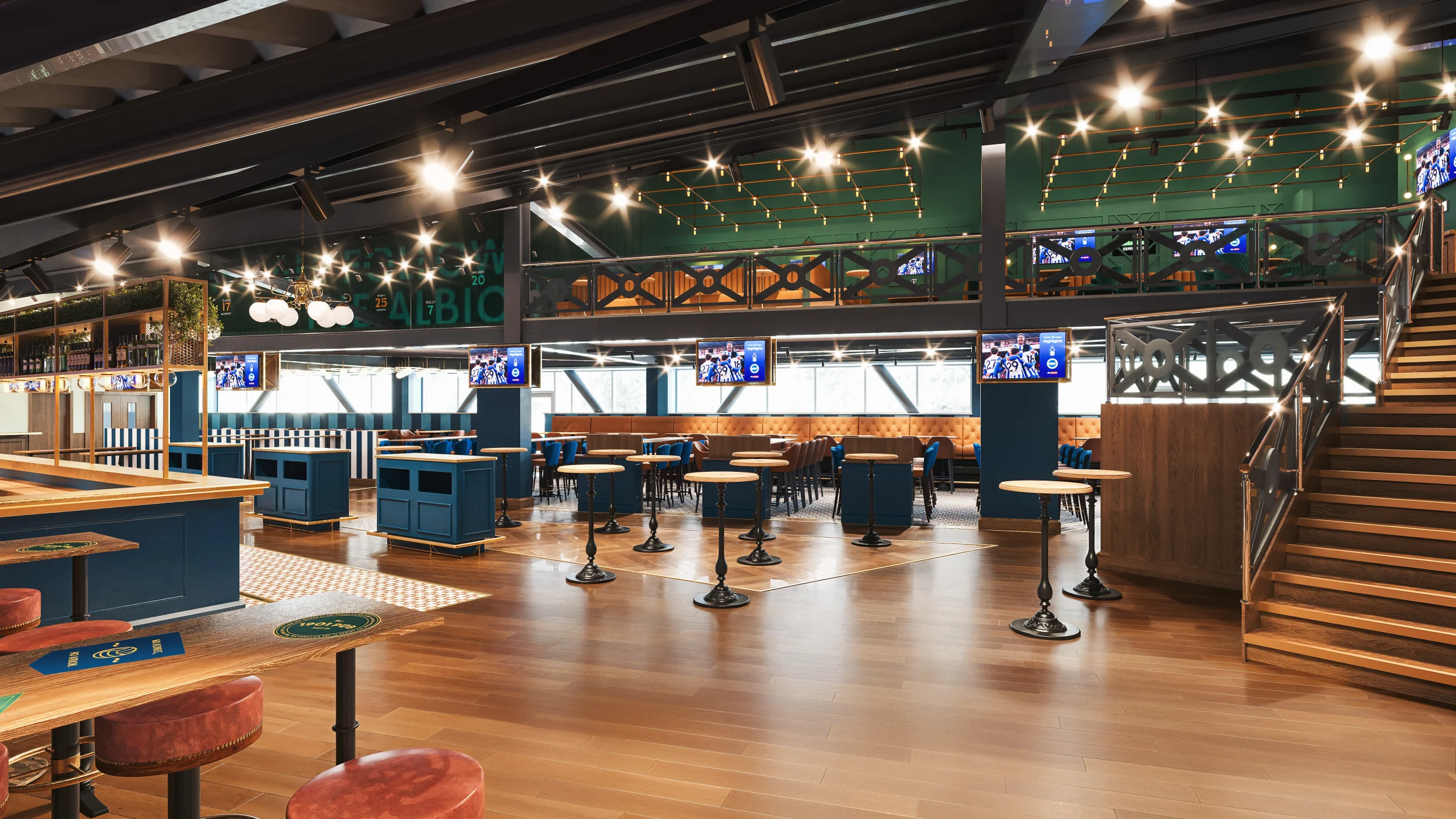 An alternative CGI view of the 1901 Pub, offering a visual of the mezzanine.