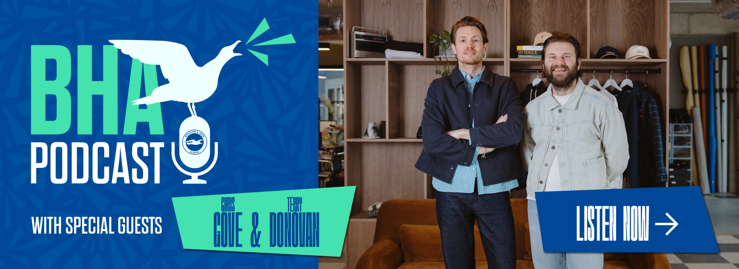Promotional banner for the Official BHA Podcast. Listen now