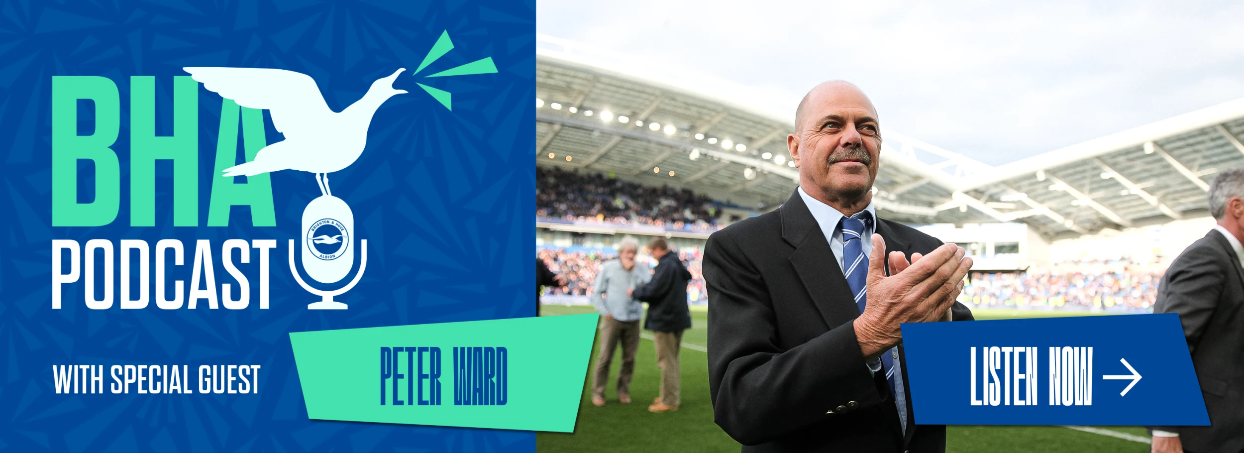 Promotional banner for the Official BHA Podcast. Listen now