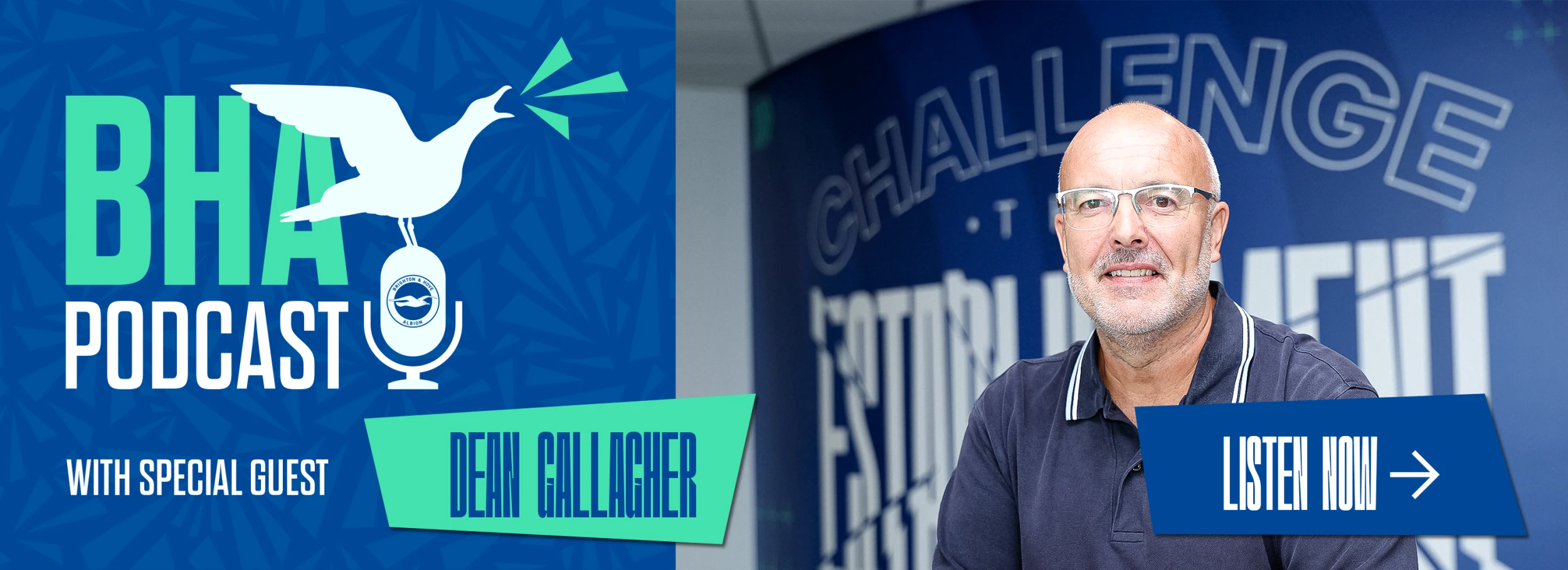 Promotional banner for the Official BHA Podcast. Listen now
