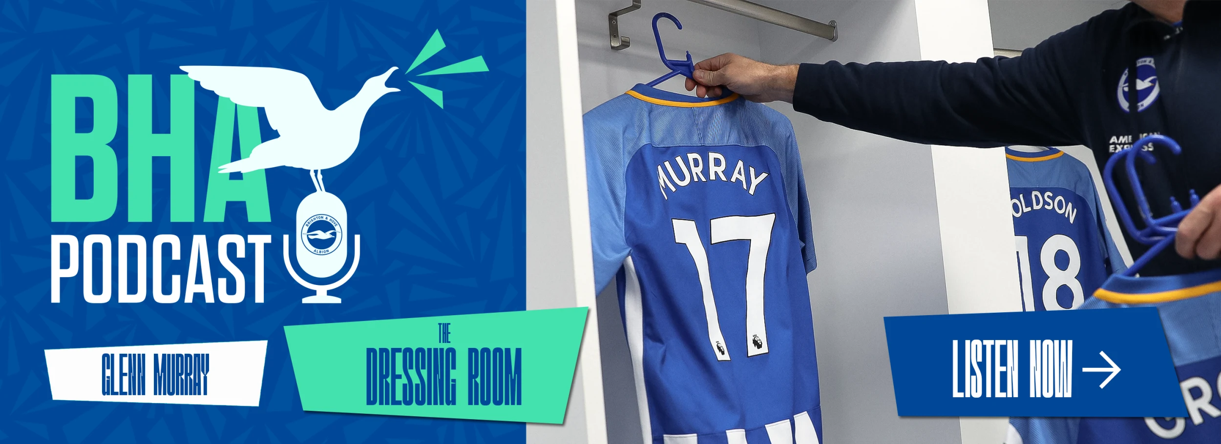 Promotional banner for the Official BHA Podcast. Listen now