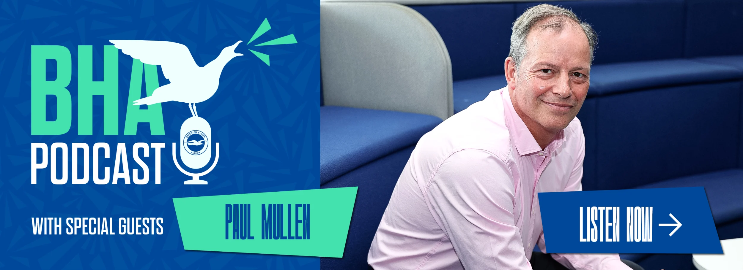 Promotional banner for the Official BHA Podcast. Listen now