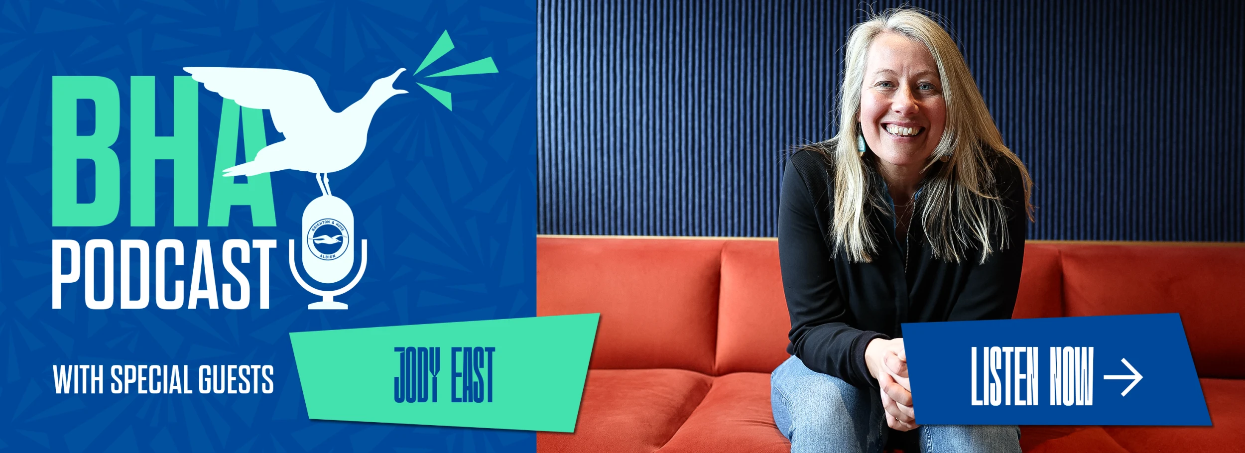 Promotional banner for the Official BHA Podcast. Listen now