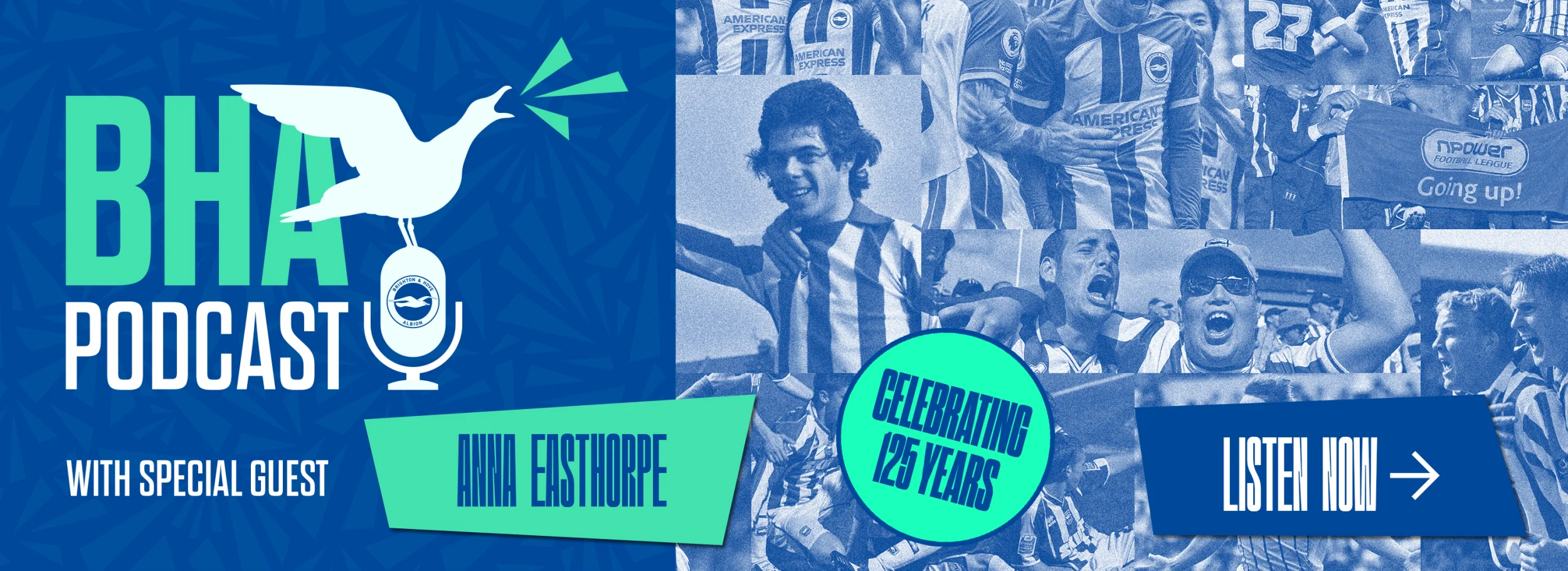Promotional banner for the Official BHA Podcast. Listen now
