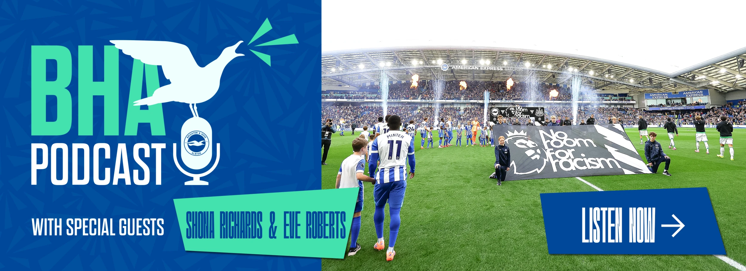 Promotional banner for the Official BHA Podcast. Listen now