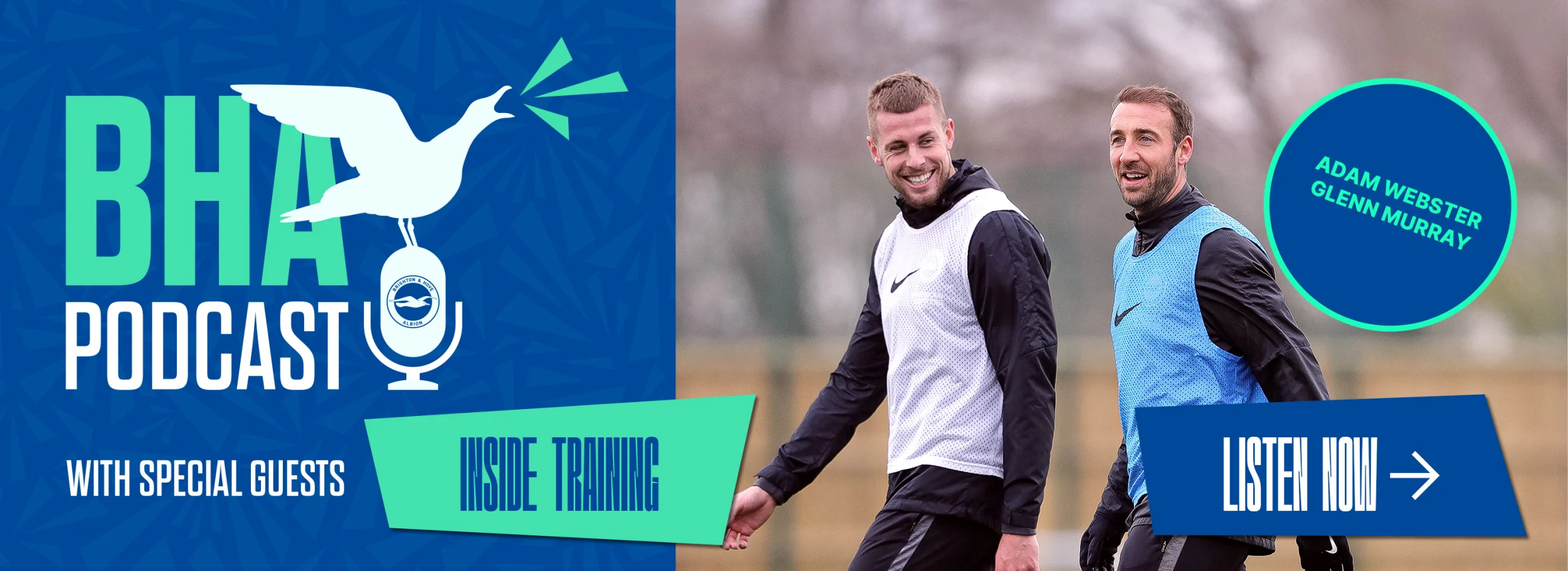 Promotional banner for the Official BHA Podcast. Listen now