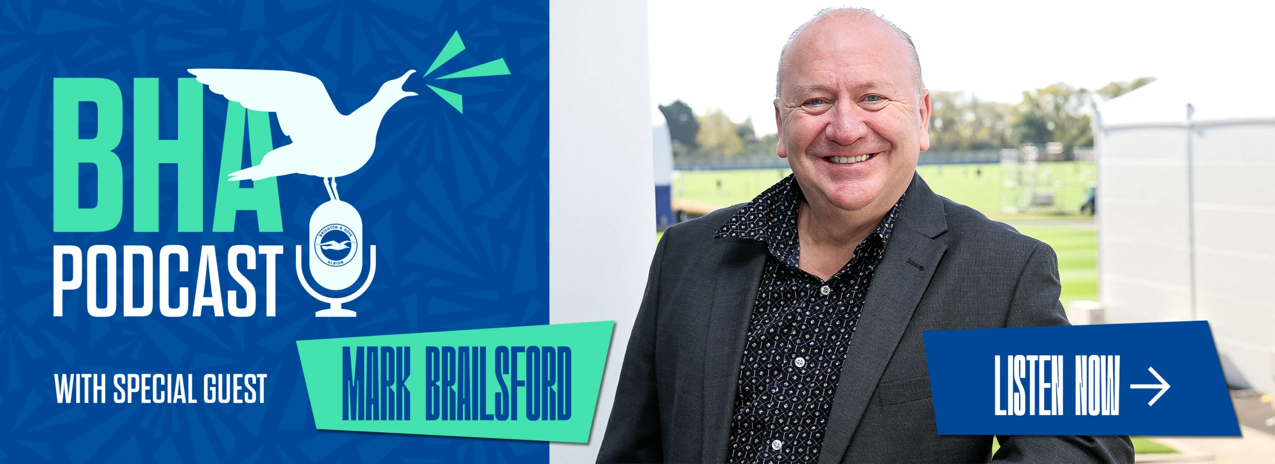 Promotional banner for the Official BHA Podcast. Listen now