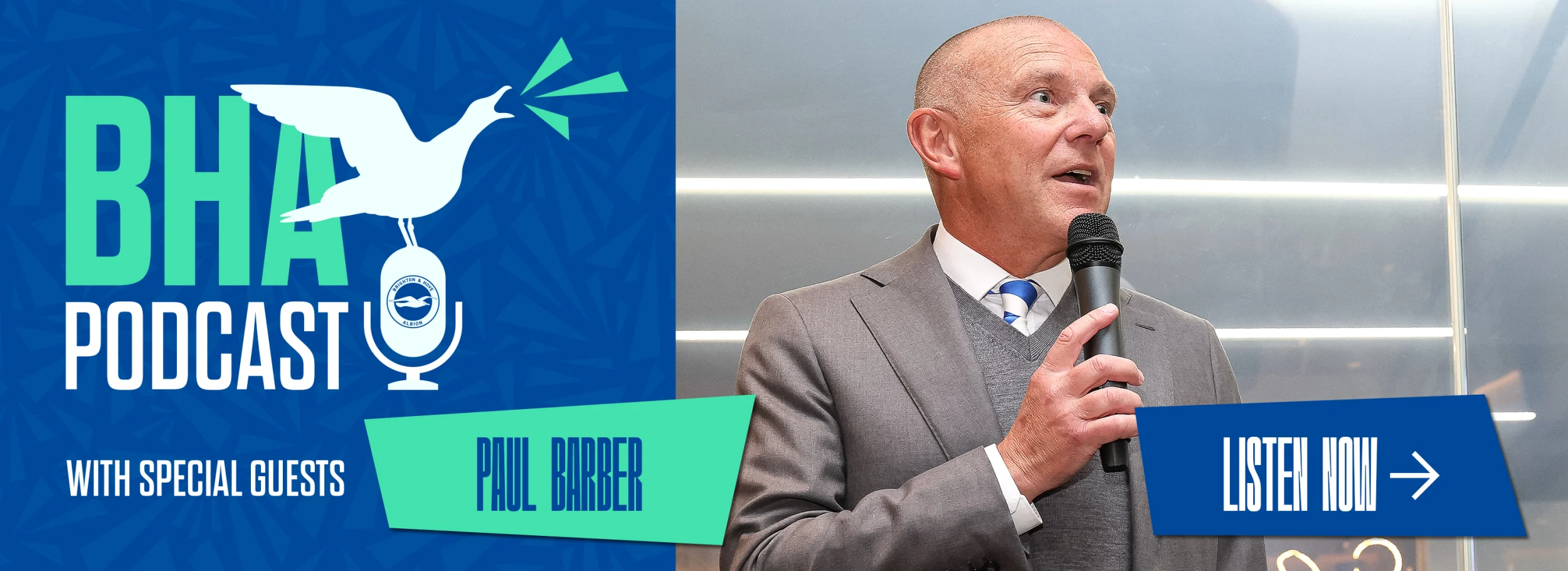 Promotional banner for the Official BHA Podcast. Listen now