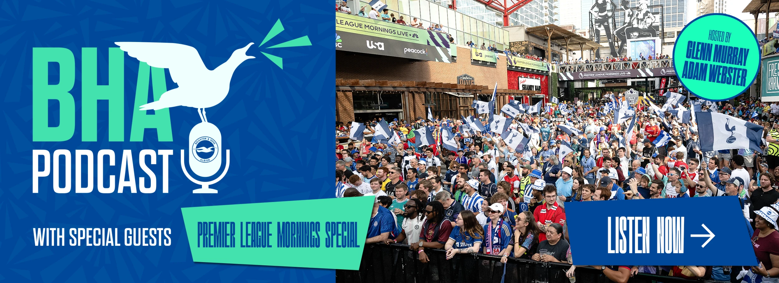 Promotional banner for the Official BHA Podcast. Listen now