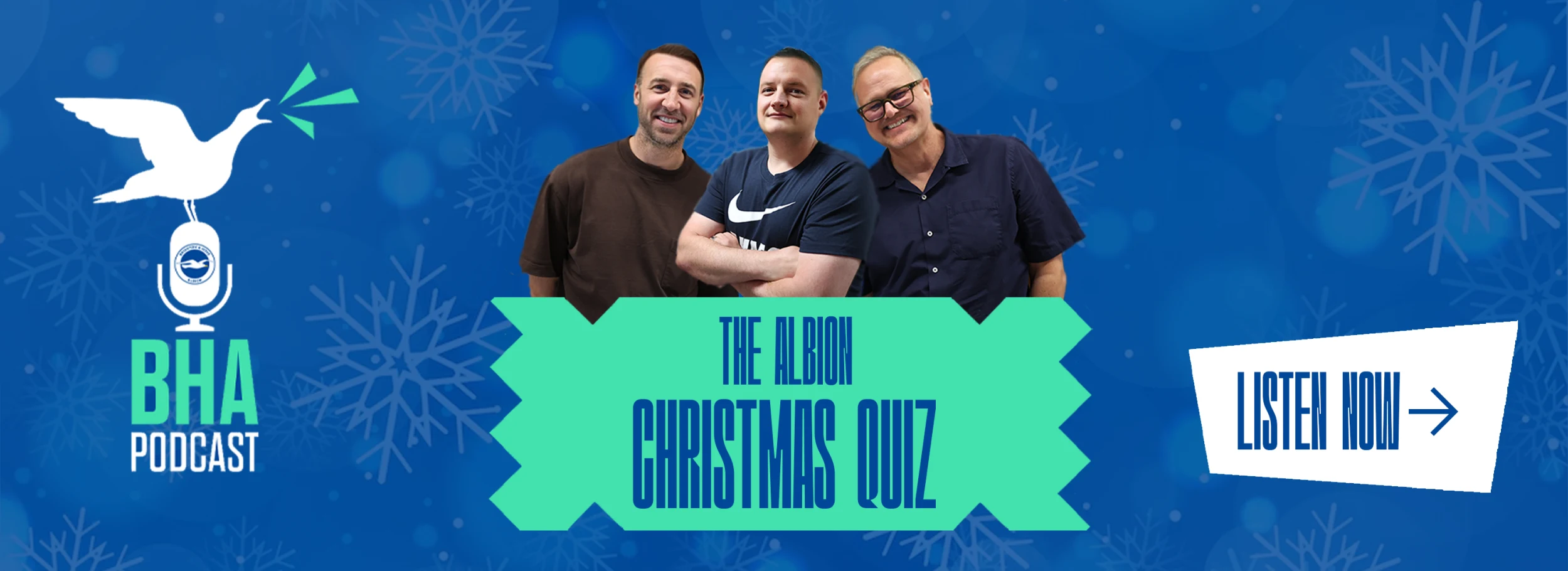 Promotional banner for the Official BHA Podcast. Listen now