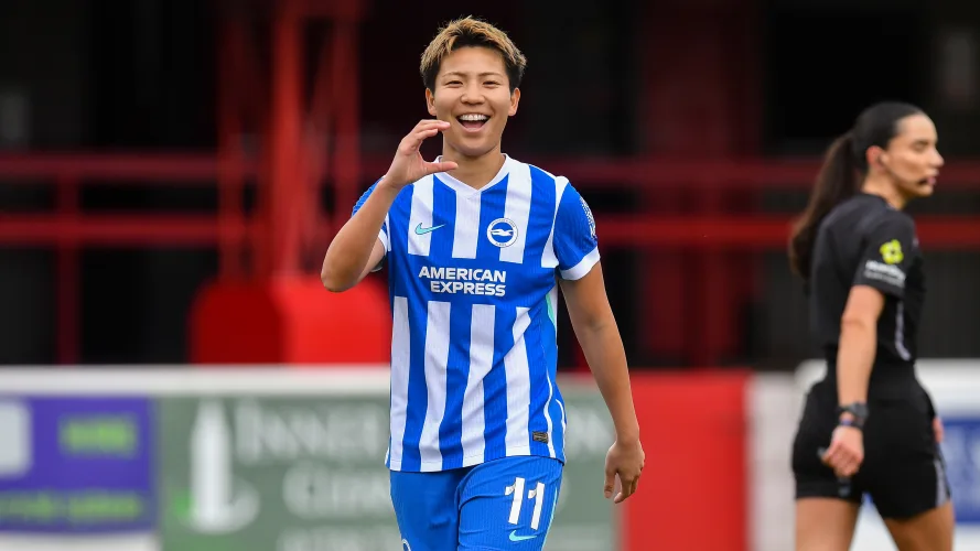 Kiko Seike celebrating her goal v West Ham.